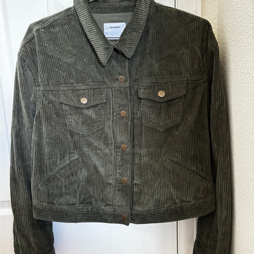 Old Navy Dark Green Corduroy Jacket (Kids Large)